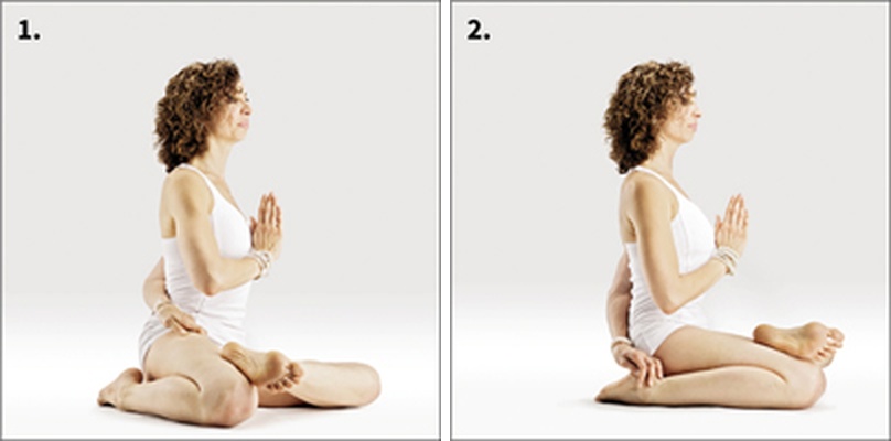 Hrdina s variací hořícího polena - Ardha Agnistambhasana in Ardha Baddha Virasana