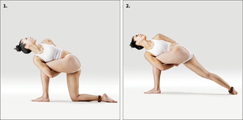 Rotovaný svázaný boční úhel - Baddha Parivṛtta Pārśvakoṇāsana