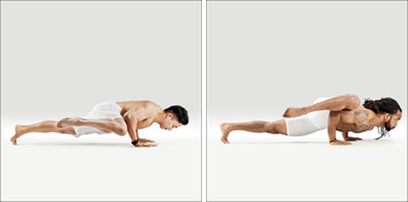 Čaturanga na jedné noze - Eka Pada Chaturanga Dandasana