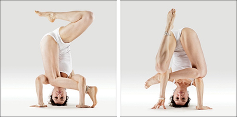 Stoj na hlavě s nohou v kolébce - Hindolasana in Shirshasana 5