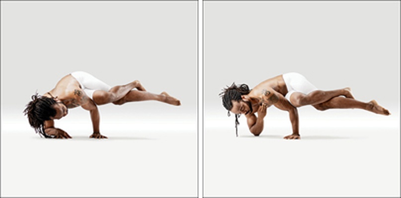 Vishama Hamsasana s orlíma nohama - Parivritta Pada Garudasana in Vishama Hamsasana