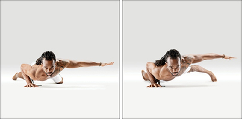 Čaturanga na jedné ruce - Parshva Eka Hasta Chaturanga Dandasana