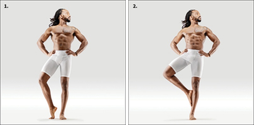 Přípravný strom s oporou špičky - Sukha Vṛkṣāsana