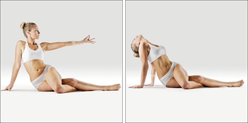Ležící Višnu s orlíma nohama - Upavishta Pada Garudasana in Urdhva Parshva Anantasana