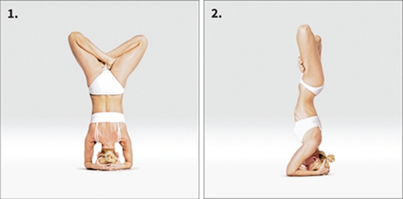 Stoj na hlavě v plném lotosu - Urdhva Padmasana in Shirshasana 1
