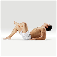 Ryba s hořícím polenem - Ardha Agnistambhasana in Sukha Matsyasana