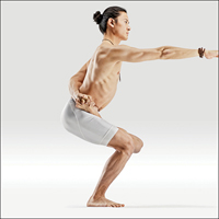 Poloviční židle ve vazbě - Ardha Baddha Padma Utkatasana