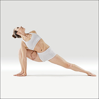 Polosvázaný boční úhel - Ardha Baddha Pārśvakoṇāsana
