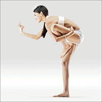 Uvolnění větrů - Eka Hasta Baddha Ardha Stiti Vayu Muktyuttonasana