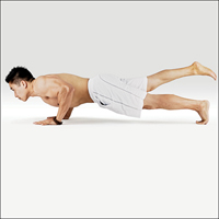 Čaturanga na jedné noze - Eka Pada Chaturanga Dandasana