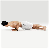 Rotovaná Čaturanga - Parivritta Chaturanga Dandasana