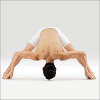 Široký předklon D (uchopení palců nohou) - Prasārita Pādottānāsana D