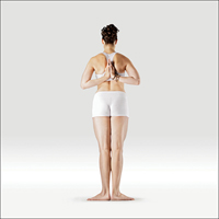 Hora s obrácenou modlitbou za zády - Viparīta Namaskār Tāḍāsana